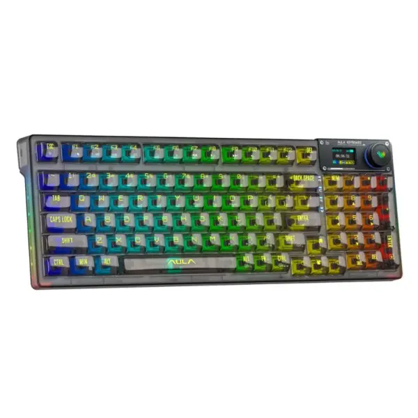 BÀN PHÍM CƠ AULA F98 PRO 3 MODE ĐEN/TRẮNG TRONG SUỐT (TYPE-C + 2.4G + BLUETOOTH, ICE CRYSTAL SWITCH, LED RGB)