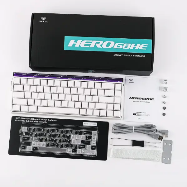 Bàn Phím Cơ Gaming Có Dây Aula HERO68HE (Màu Trắng/ Black King Magnetic Switch - Rapid Trigger)