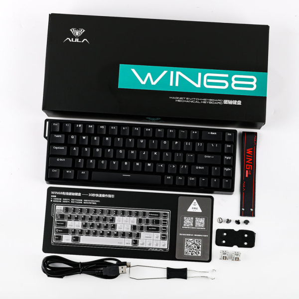 Bàn Phím Cơ Gaming Aula Win68HE Có Dây (Phiên Bản Đen/ Gray Wood Magnetic Switch/ Rapid Trigger)