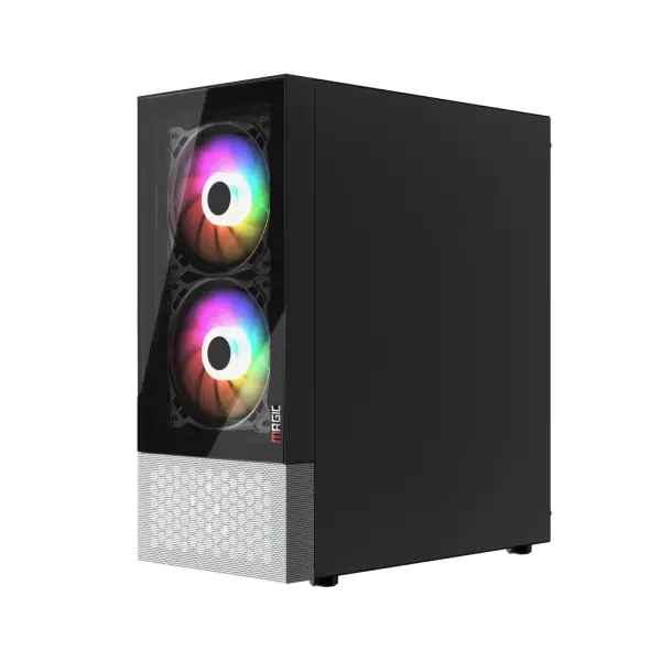 CASE MAGIC GM-04 AIR BLACK AND WHITE GLASS 3 FAN (ATX)