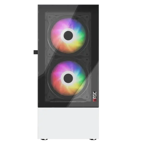 CASE MAGIC GM-04 BLACK AND WHITE GLASS 3 FAN (ATX)