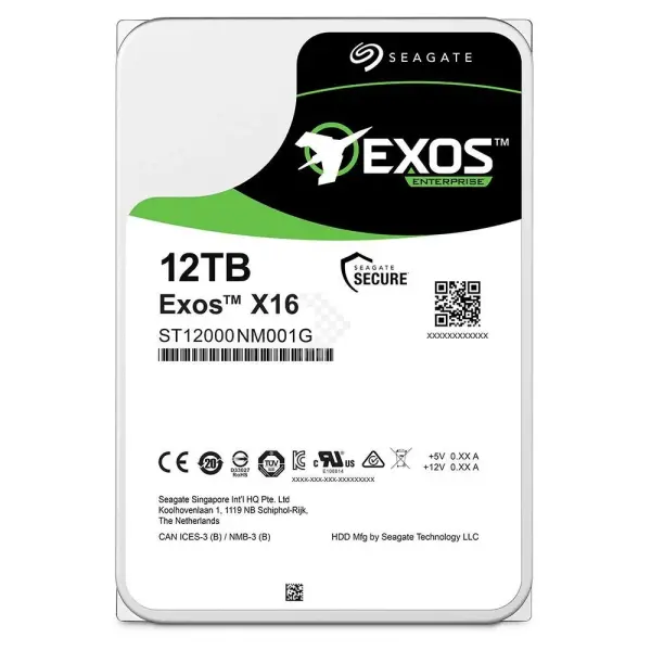 HDD SEAGATE EXOS X16 12TB -7200 RPM SATA 512E 3.5INCH/ 256MB CACHE (ST12000NM001G)