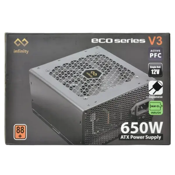 Nguồn Infinity Eco V3 650w – DC to DC – Hiệu suất 88% – Active PFC – Single Rail