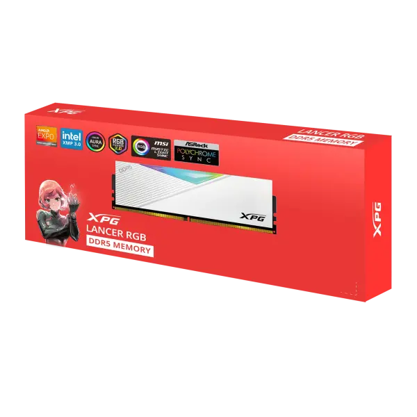 RAM D5 ADATA LANCER RGB 16GB (1X16) 6000MHZ WHITE (AX5U6000C3016G-CLARWH) LCR