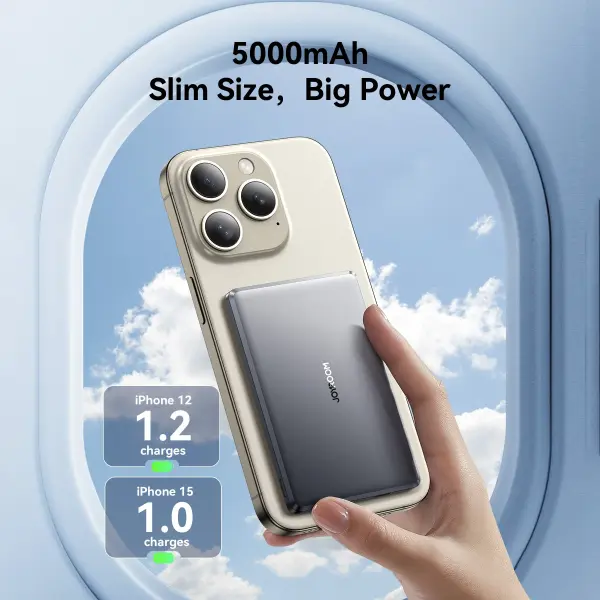 Sạc dự phòng 20W Joyroom PBM08 ultra thin metal magnetic wireless charging dùng cho điện thoại không dây iPhone, Samsung