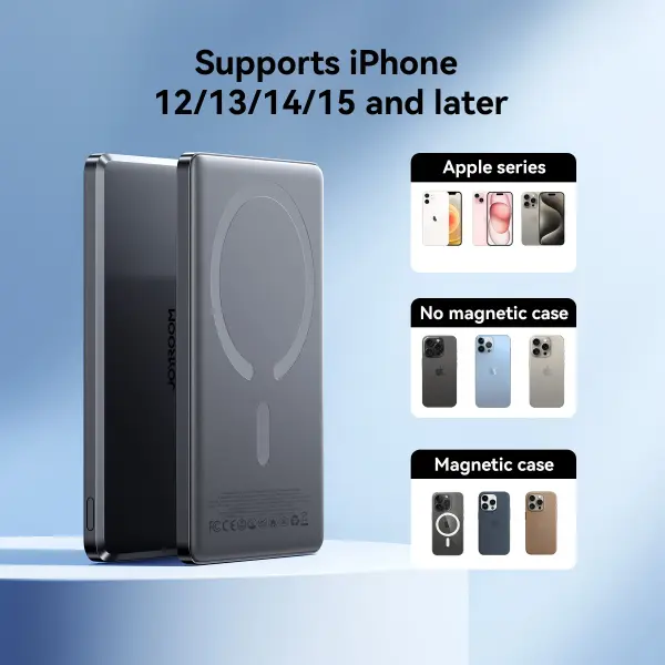 Sạc dự phòng 20W Joyroom PBM08 ultra thin metal magnetic wireless charging dùng cho điện thoại không dây iPhone, Samsung