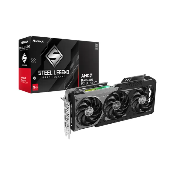 Card màn hình ASRock Radeon RX 9070 XT Steel Legend Dark 16GB RX9070XT SLD 16G